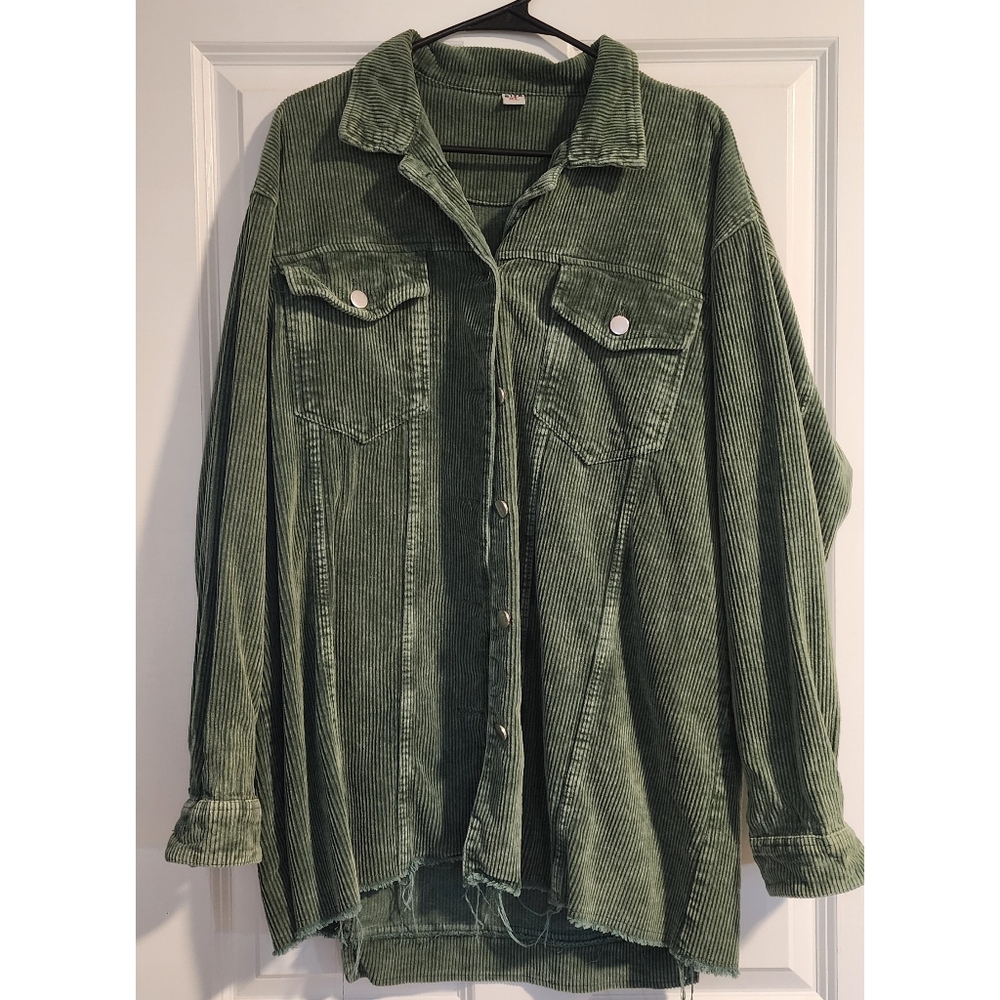 Olive Green Corduroy Shacket